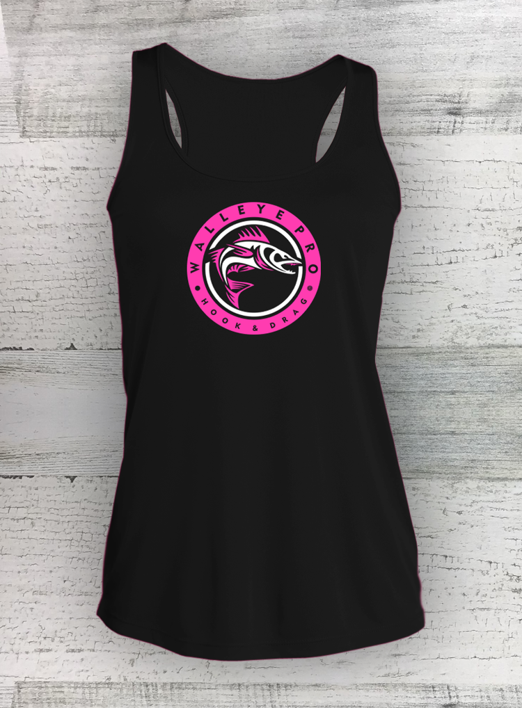 HD FISH Pro - Ladies Competitor™ Racerback Tank - Black - Circle Series - Walleye Catfish Crappie Bass